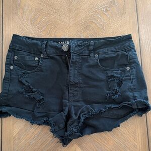 American Eagle Outfitters Women's Black Ripped Jean Shorts
